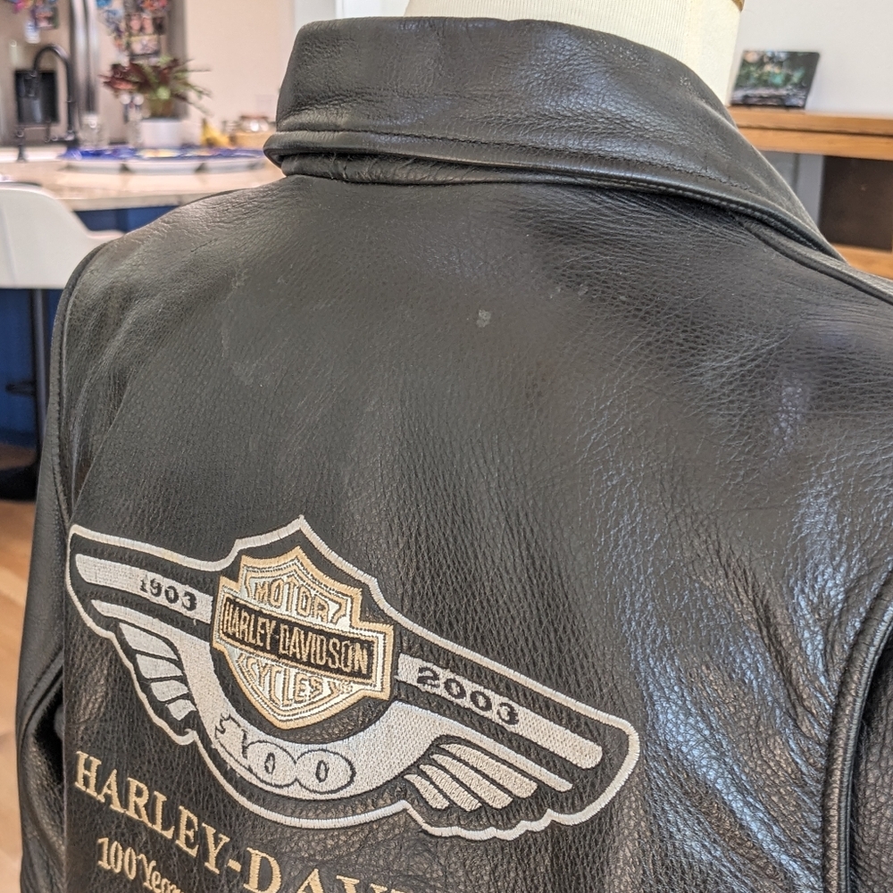 Rare Harley Davidson 100 Year Anniversary Leather Jacket - Picture 8 of 9